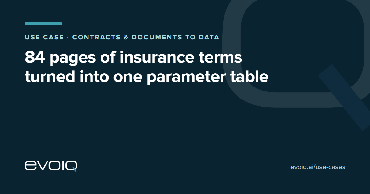 Insurance policy document extraction: 84 pages of terms turned into one parameter table