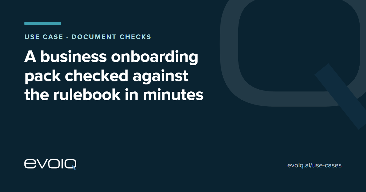 KYB document check automation: a business onboarding pack checked against the rulebook in minutes